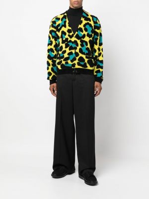 Strickjacke mit print mit leopardenmuster mit v-ausschnitt Versace schwarz