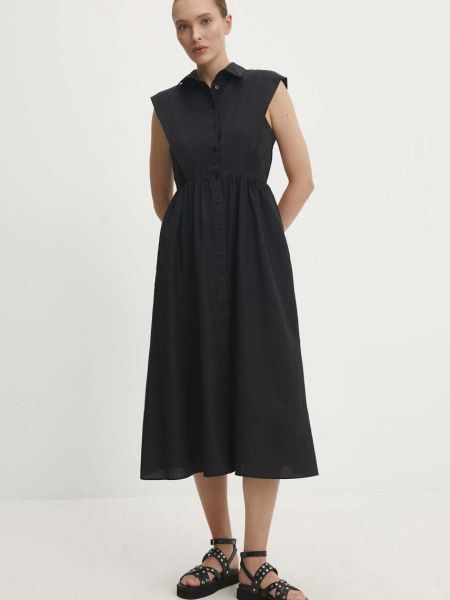 Pamučna midi haljina Answear Lab crna