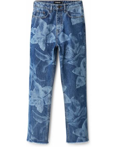 Priliehavé džínsy s rovným strihom Desigual modrá