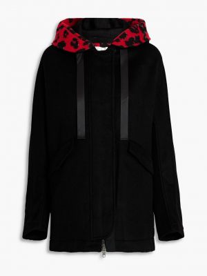 Черное фетровое пальто с капюшоном Diane Von Furstenberg