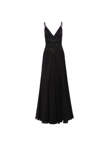Шелковое платье макси Elie Saab, черное