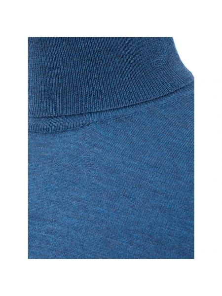 Jersey cuello alto de lana de lana merino con cuello alto Ferrante azul