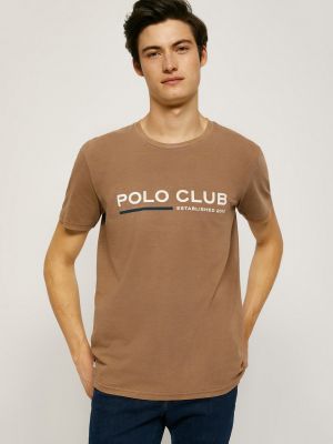 Поло с принтом Polo Club бежевое