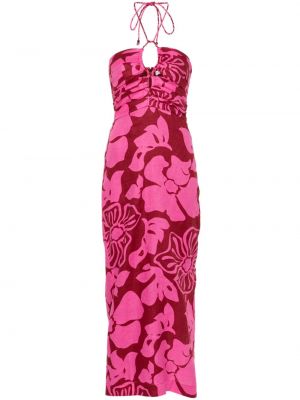 Midi obleka s cvetličnim vzorcem s potiskom Faithfull The Brand roza