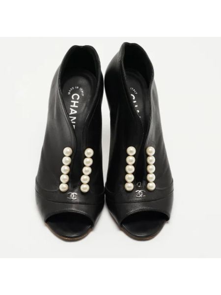 Botas de agua de cuero Chanel Vintage negro
