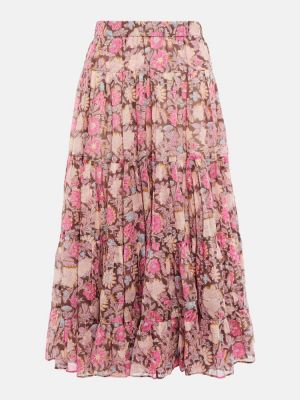 Pamučna midi suknja s cvjetnim printom Marant Etoile crna