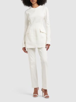 Robe longue en coton avec manches longues en jersey Sportmax blanc