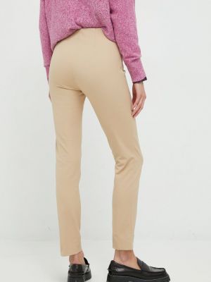 Přiléhavé kalhoty s vysokým pasem Lauren Ralph Lauren béžové