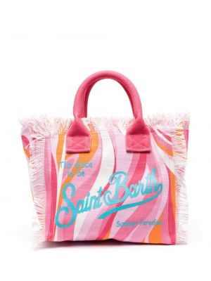 Плажна чанта с ресни с принт Mc2 Saint Barth розово