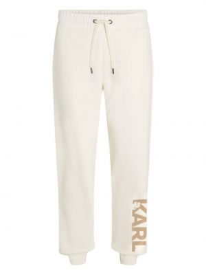 Памучни панталон с принт Karl Lagerfeld бежово