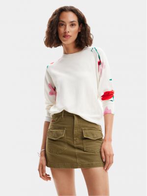 Džemper s cvjetnim printom Desigual bijela