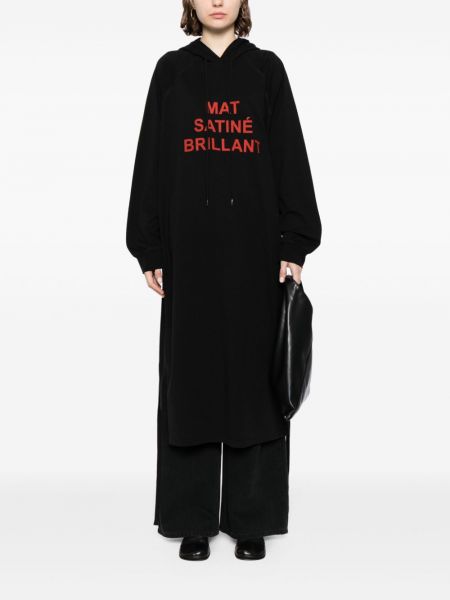 Bluza z kapturem z nadrukiem Mm6 Maison Margiela czarna