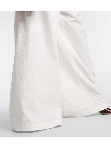 Pantaloni a vita alta di cotone baggy Dries Van Noten bianco