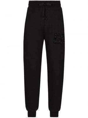 Křišťálové bavlněné sportovní kalhoty Dolce & Gabbana černé
