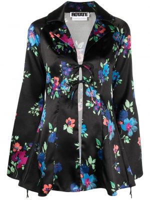 Trykt floral bluse Rotate svart