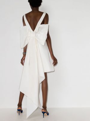Oversized hedvábné mini šaty s mašlí Carolina Herrera bílé