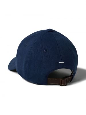 Haftowana czapka z daszkiem Brunello Cucinelli niebieska