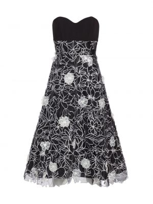 Платье миди в цветочек с принтом Marchesa Notte черное