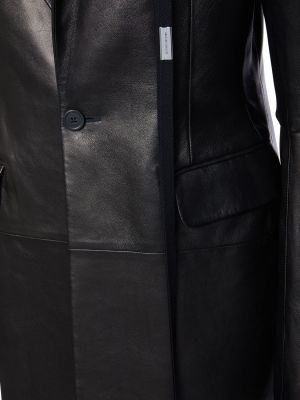 Kožený priliehavý kabát Ann Demeulemeester čierna