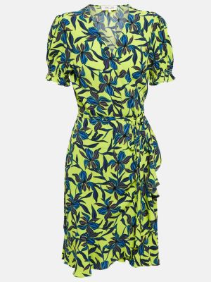 Květinové viskózové mini šaty Diane Von Furstenberg - zelená