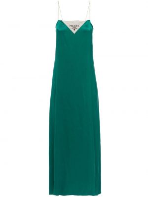 Копринена вечерна рокля с дантела Prada зелено