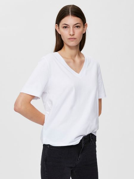 Camiseta de algodón Selected Femme blanco