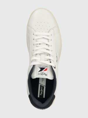 Sneakersy skórzane Pepe Jeans białe