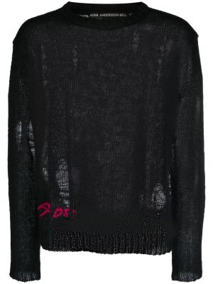 Moherowy sweter z przetarciami Andersson Bell czarny