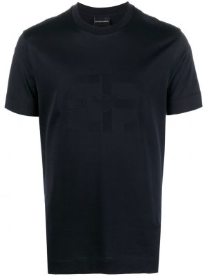 T-shirt bawełniana Emporio Armani, niebieski
