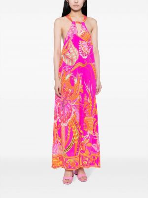 Hedvábné šaty s potiskem s abstraktním vzorem Camilla