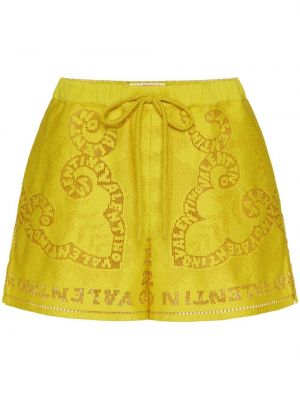 Shorts di jeans ricamati Valentino Garavani giallo