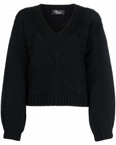 Jersey con bordado con escote v de tela jersey Blumarine negro