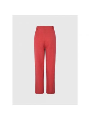 Lniane spodnie klasyczne slim fit relaxed fit Pepe Jeans czerwone
