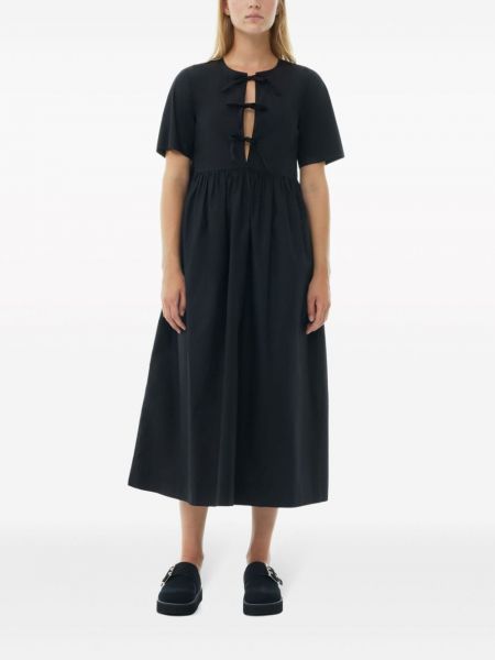 Sukienka długa bawełniana Ganni czarna