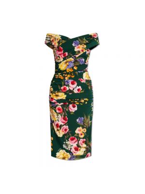 Jedwabna sukienka midi Dolce And Gabbana zielona