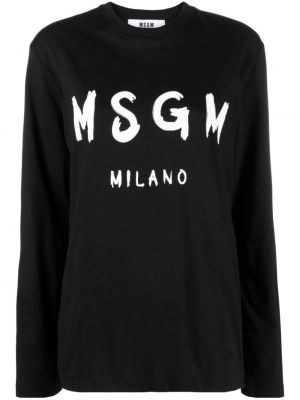 Langærmet t-shirt med lange ærmer Msgm sort