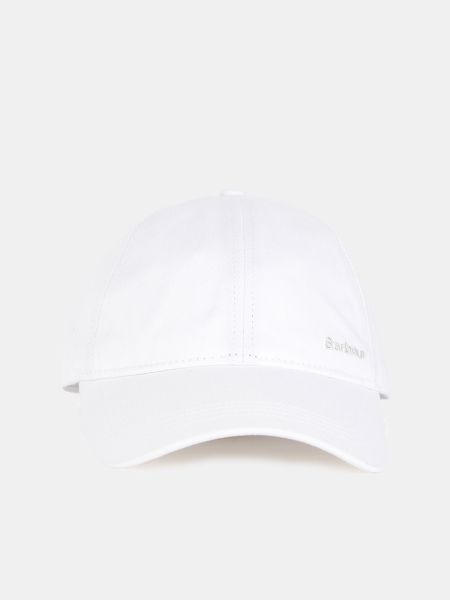 Gorra de algodón Barbour blanco