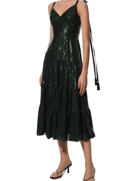 Платье с пайетками Yana Dress зеленое