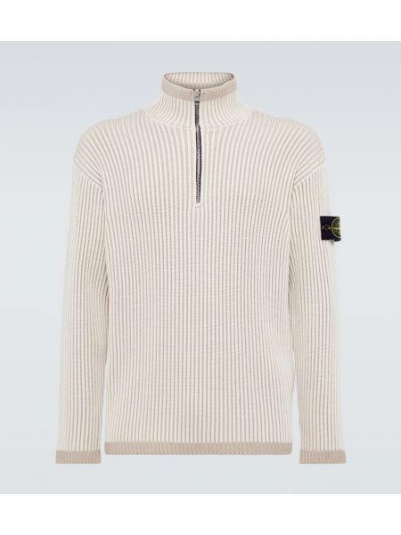 Zip ull strikkegenser Stone Island beige