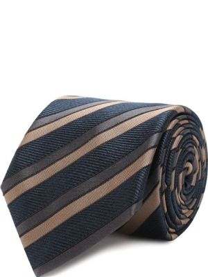 Шелковый галстук в полоску Brioni синий
