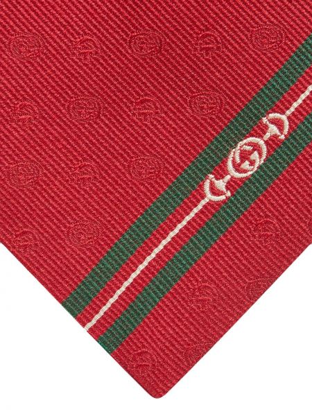 Corbata a rayas con estampado Gucci rojo