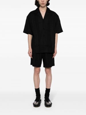 Bavlněná lněná košile Feng Chen Wang černá
