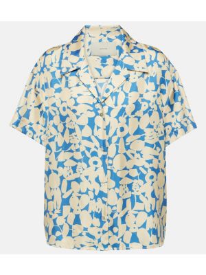 Svilena košulja s printom Asceno plava
