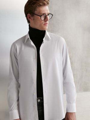 Βαμβακερό πουκάμισο σε στενή γραμμή Grimelange λευκό
