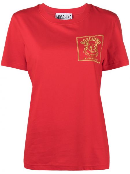 Camiseta con bordado Moschino rojo