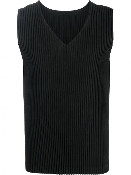 Plissert v-hals vest Homme Plissé Issey Miyake svart