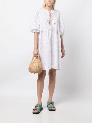 Kleid aus baumwoll mit print Ganni weiß