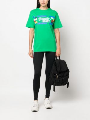 Kokvilnas t-krekls ar apdruku Missoni zaļš