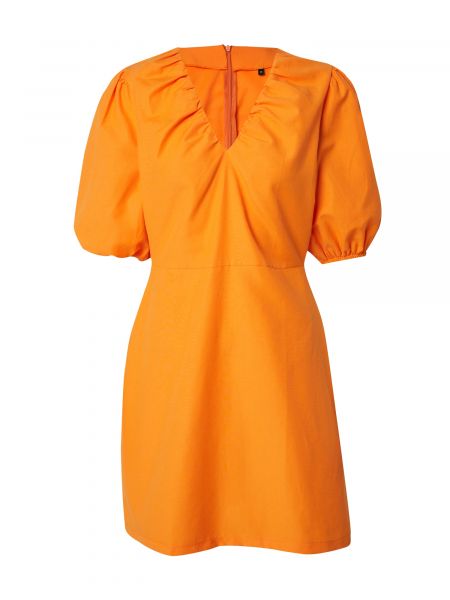 Fonott v-nyakú mini ruha Trendyol narancsszínű