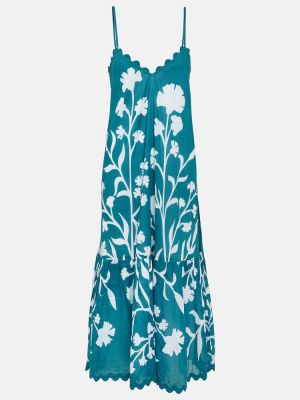 Kvetinové bavlnené midi šaty Juliet Dunn modrá